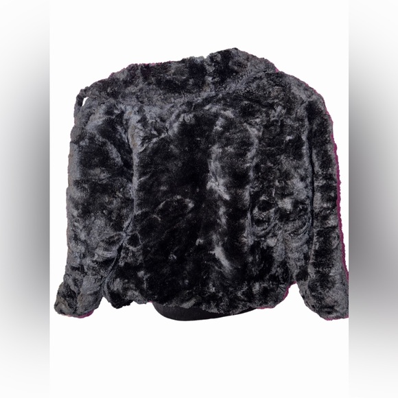 🆕💜 Kenzie Girls Black Faux Fur Jacket Soft Plush Cozy Size 8 - Picture 2 of 10